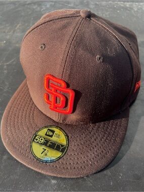 CLEAN New Era size 7 5/8 San Diego Padres Brown Baseball Fitted Hat MLB